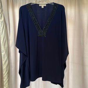Michael Kors Beaded Navy Butterfly Top